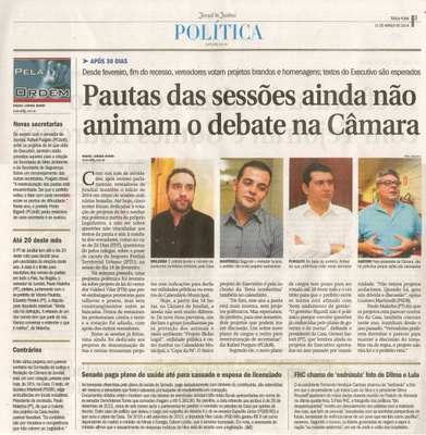 JJ - 11/03/14 - pg 3 - Política - Pautas das sessões ainda não animam o debate na Câmara - 