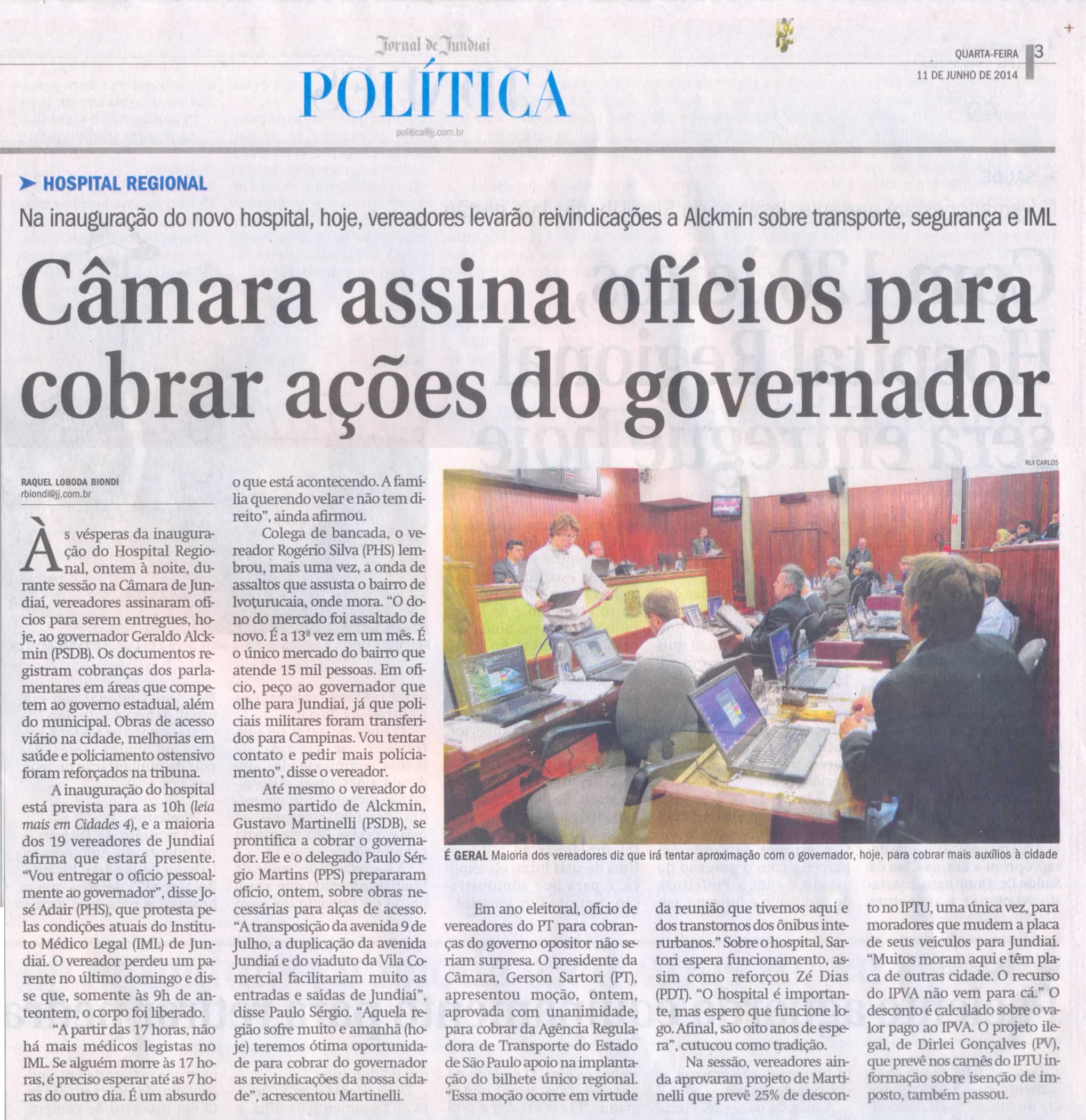 JJ - 11/06/14 - pg 3 - Política - Câmara assina ofícios para cobrar ações do governador - 
