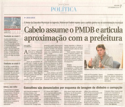 JJ - 12/12/14 - pg 3 - Política - Cabelo assume o PMDB e articula aproximação com a prefeitura -