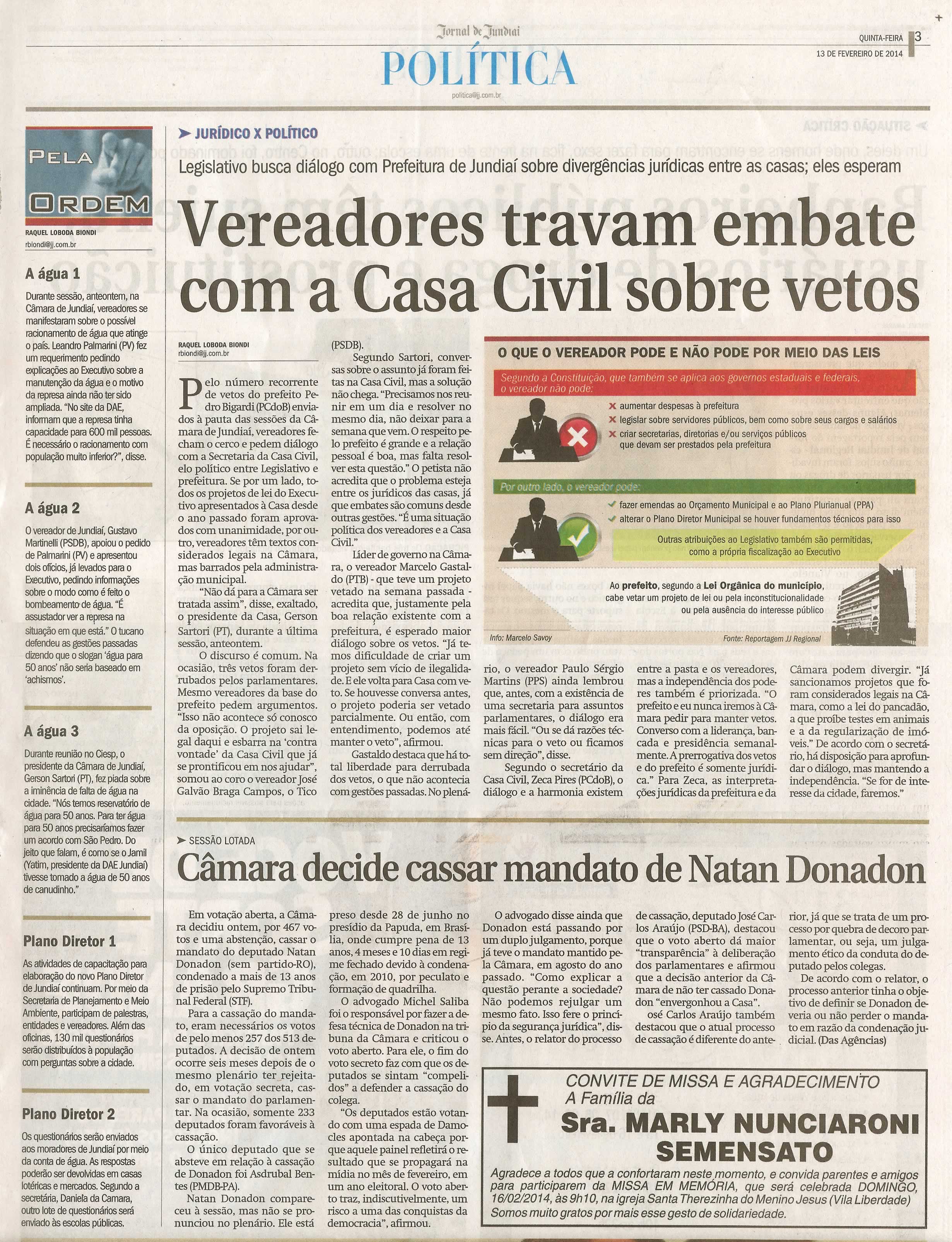 JJ - 13/02/14 - pg 3 - Política - Vereadores travam embate com a Casa Civil sobre vetos -