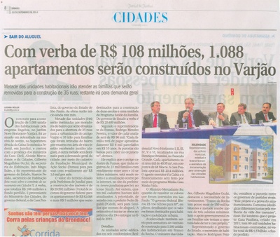 JJ - 13/09/14 - pág. 08 - Cidades - Com verba de R$108 milhões, 1.088 apartamentos serão construídos no Varjão.