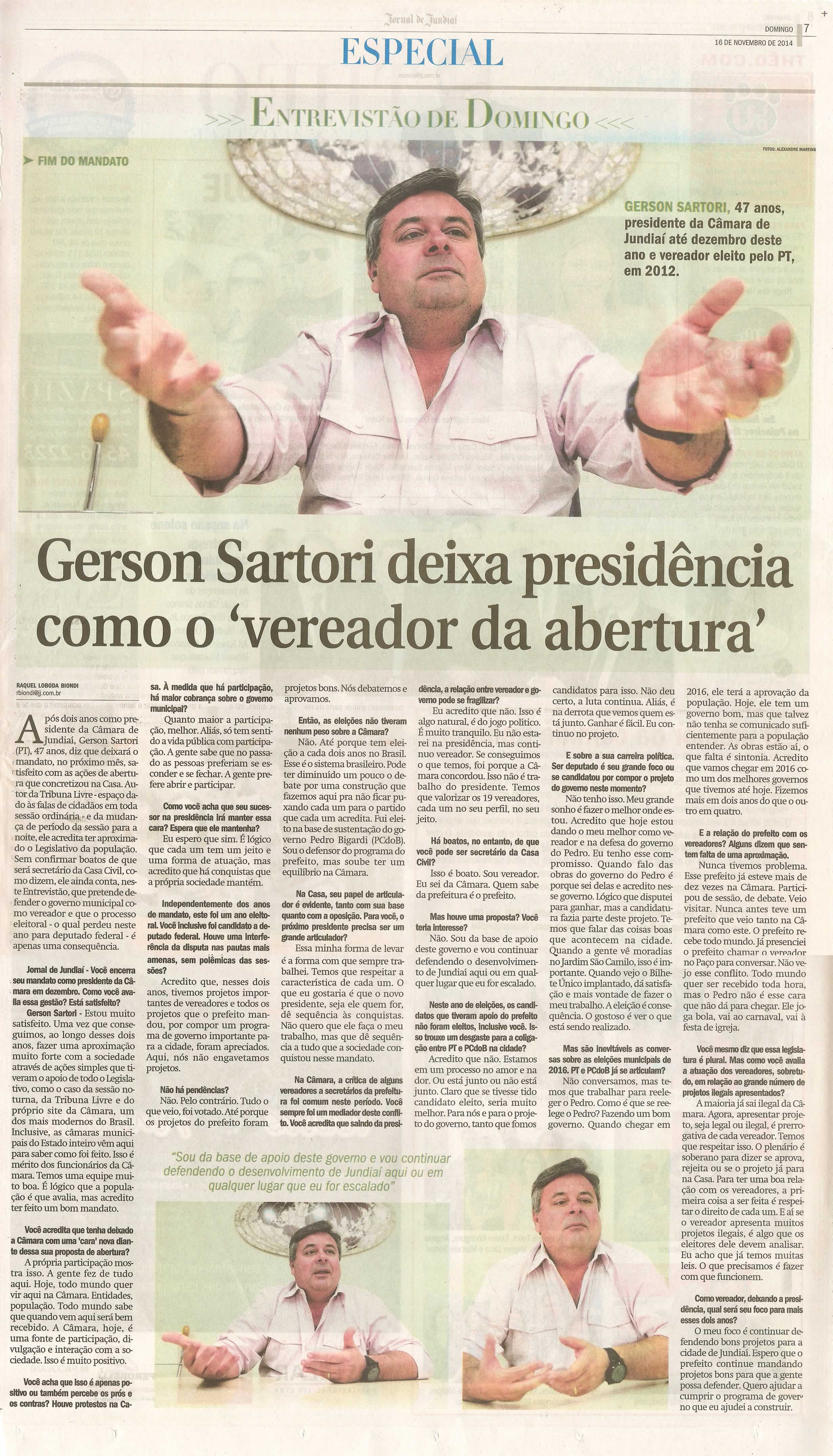 JJ - 16/11/14 - pg 7 - Especial - Gerson Sartori deixa presidência como o vereador da abertura -