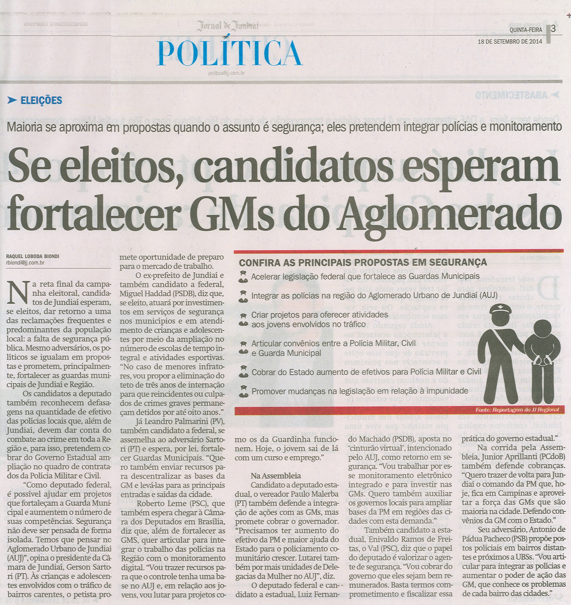 JJ - 18/09/14 - pág. 03 - Política - Se eleitos, condidatos esperam fortalecer GMs do Aglomerado.