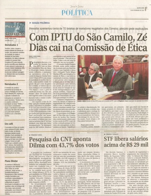 JJ - 19/02/14 - pg 3 - Política - Com IPTU do São Camilo, Zé Dias cai na Comissão de Ética -