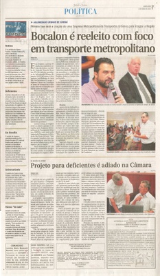 JJ - 19/03/14 - pg 3 - Política - Bocalon é reeleito com foco em transporte metropolitano - Projeto para deficientes é adiado na Câmara -
