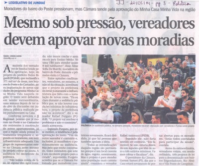 JJ - 20/05/14 - pg 3 - Política - Mesmo sob pressão, vereadores devem aprovar novas moradias -