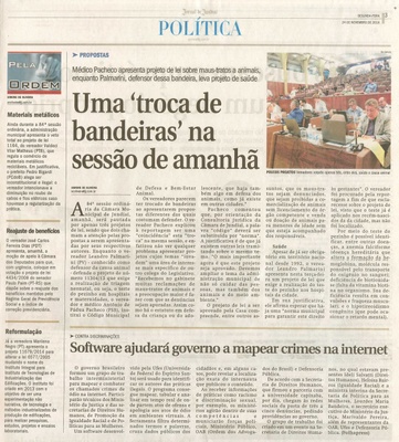 JJ - 24/11/14 - pg 3 - Política - Uma troca de bandeiras na sessão de amanhã - 