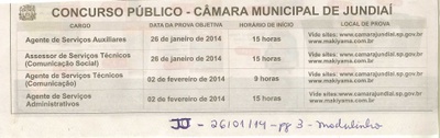 JJ - 26/01/14 - pg 3 - Modulinho - Concurso Público Câmara Municipal de Jundiaí