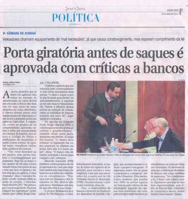 JJ - 28/05/14 - pg 3 - Política - Porta giratória antes de saques é aprovada com críticas a bancos -