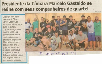 JC - 29/04/15 - pg 8 - Presidente da Câmara Marcelo Gastaldo se reúne seus companheiros de quartel - 