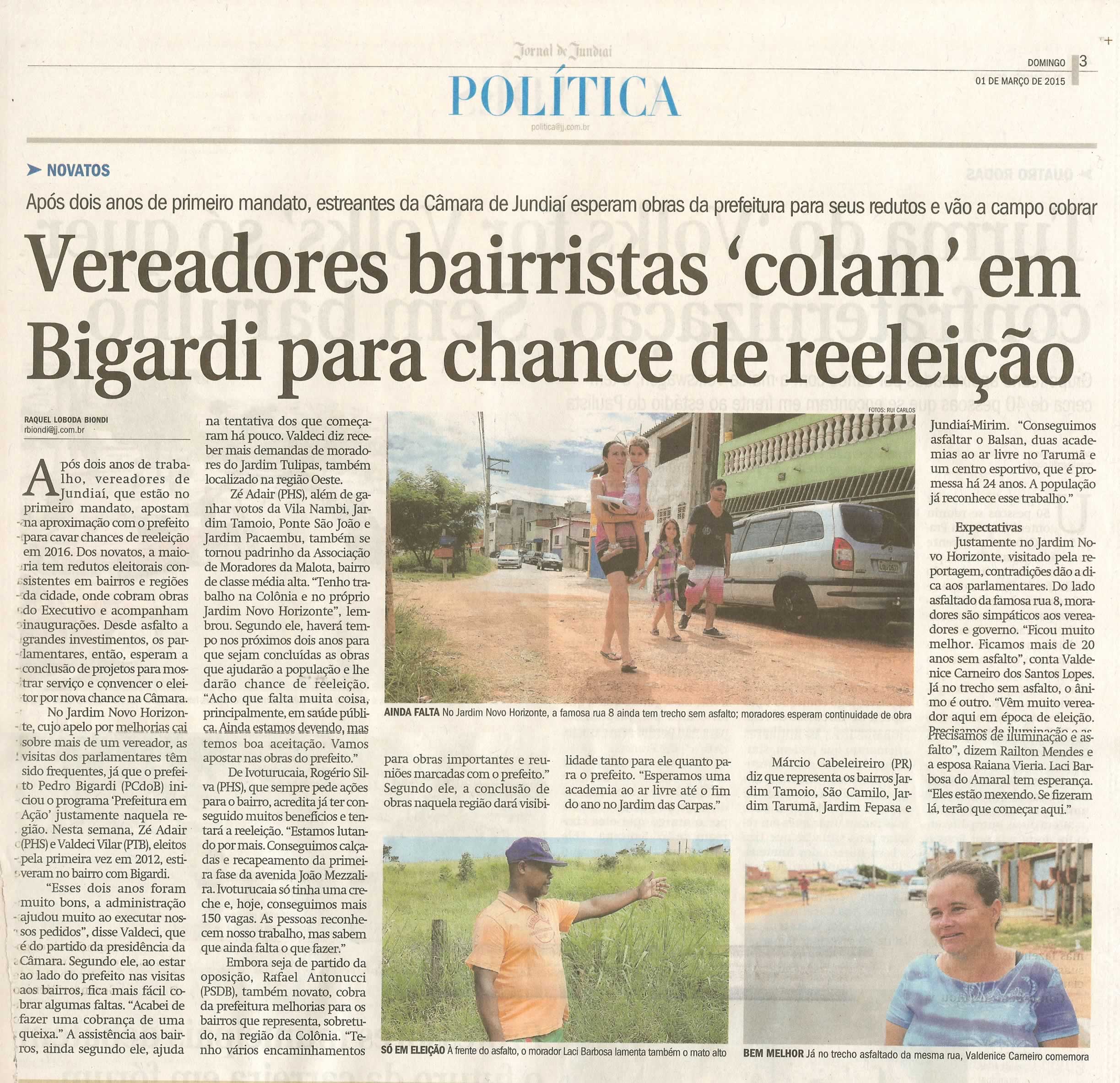 JJ - 01/03/15 - pg 3 - política - Vereadores bairristas 'colam' em Bigardi para chance de reeleição - 