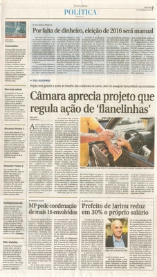 JJ - 01/12/15 - pg 3 - política - Por falta de dinheiro, eleição de 2016 será manual - Câmara aprecia projeto que regula ação de flanelinhas -