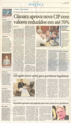 JJ - 05/08/15 - pg 3 - política - Câmara aprova nova CIP com valores reduzidos em até 70% - 