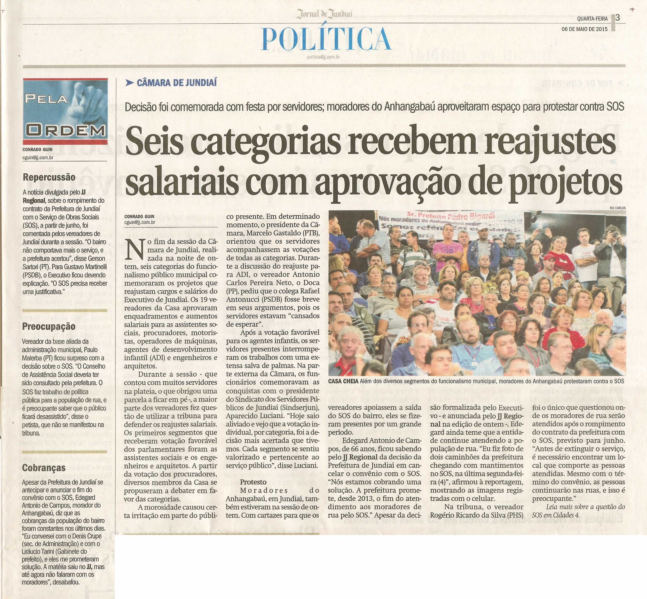 JJ - 06/05/15 - pg 3 - política - Seis categorias recebem reajustes salariais com aprovação de projetos -