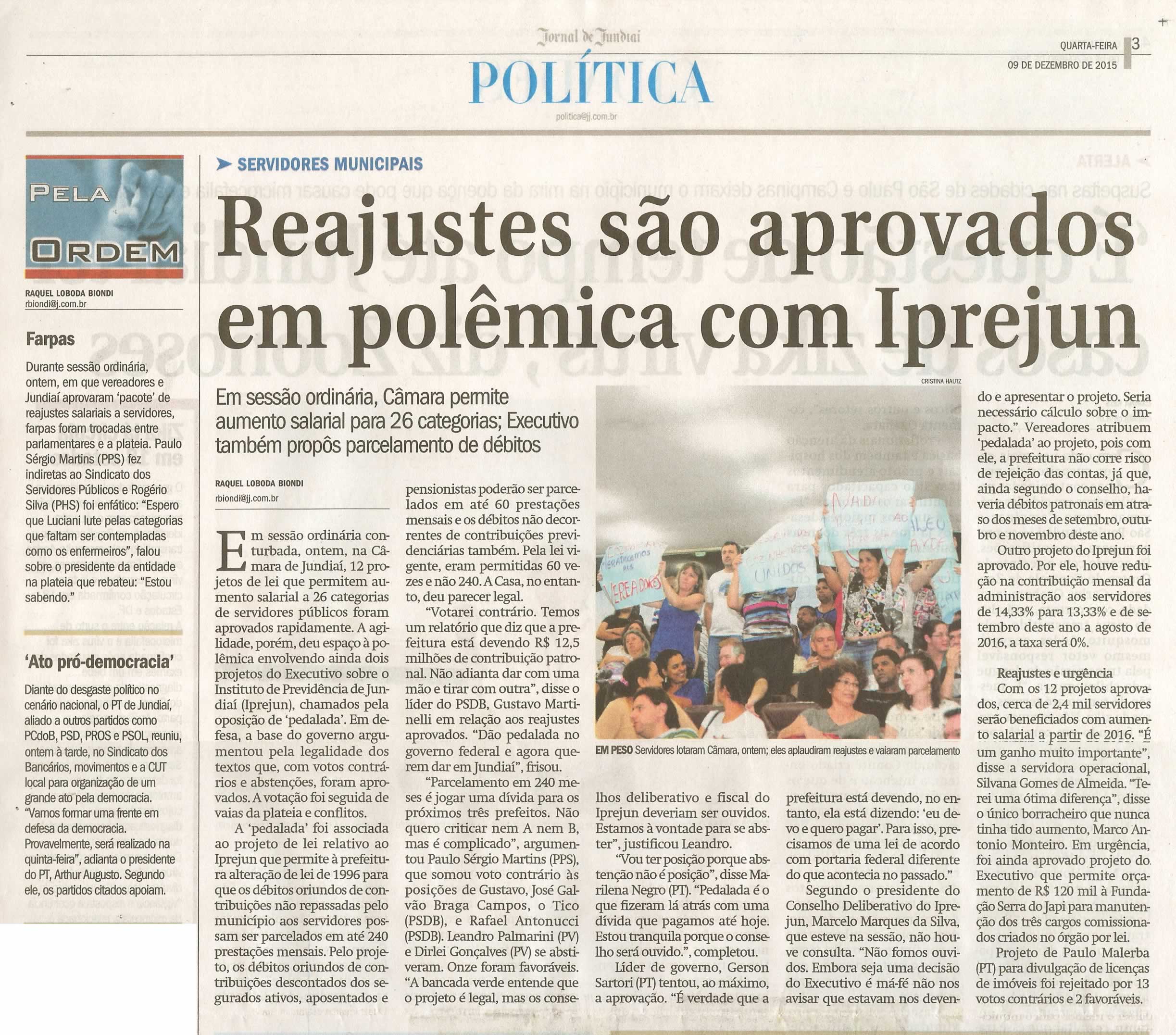 JJ - 09/12/15 - pg 3 - política - Reajustes são aprovados em polêmica com Iprejun -