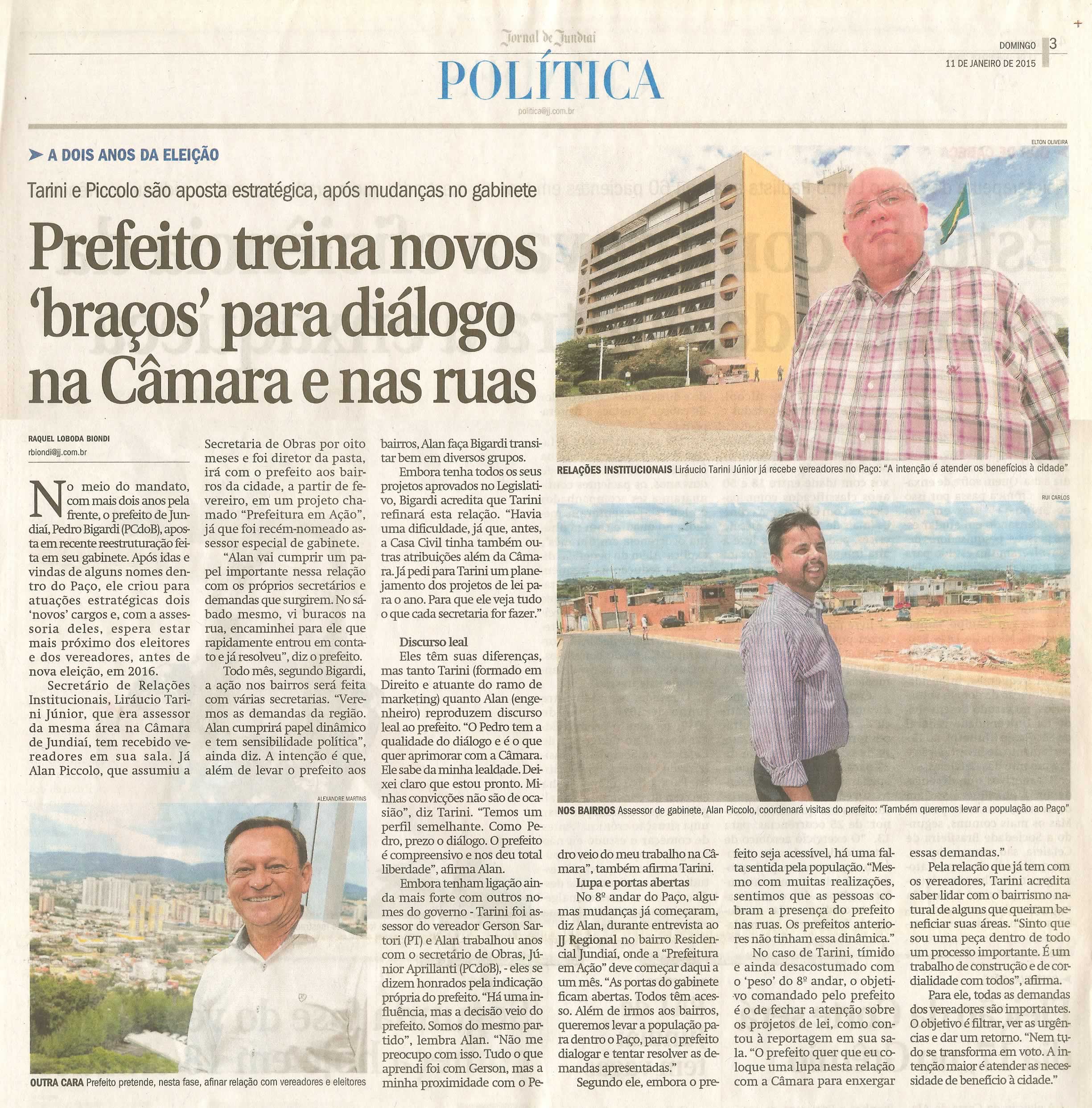 JJ - 11/01/15 - pág. 03 - Política - Prefeito treina novos 'braços' para diálogo na Câmara e nas ruas.