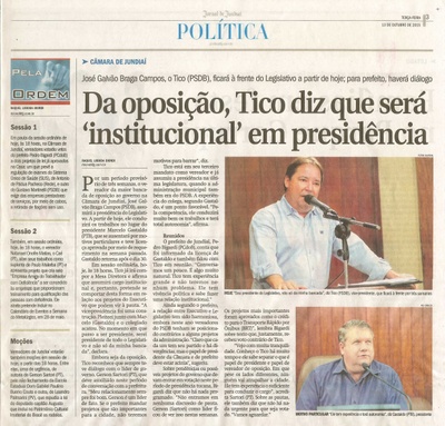  JJ - 13/10/15 - pg 3 - Política - Da oposição, Tico diz que será 'institucional' em presidência - Pela Ordem.