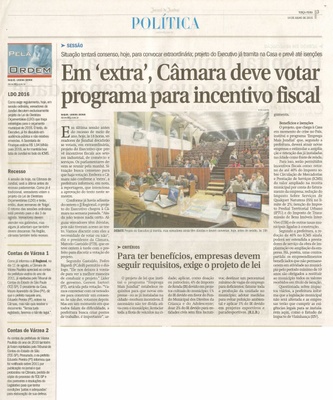 JJ - 14/07/15 - pg 3 - política - Em extra, Câmara deve votar programa para incentivo fiscal - 