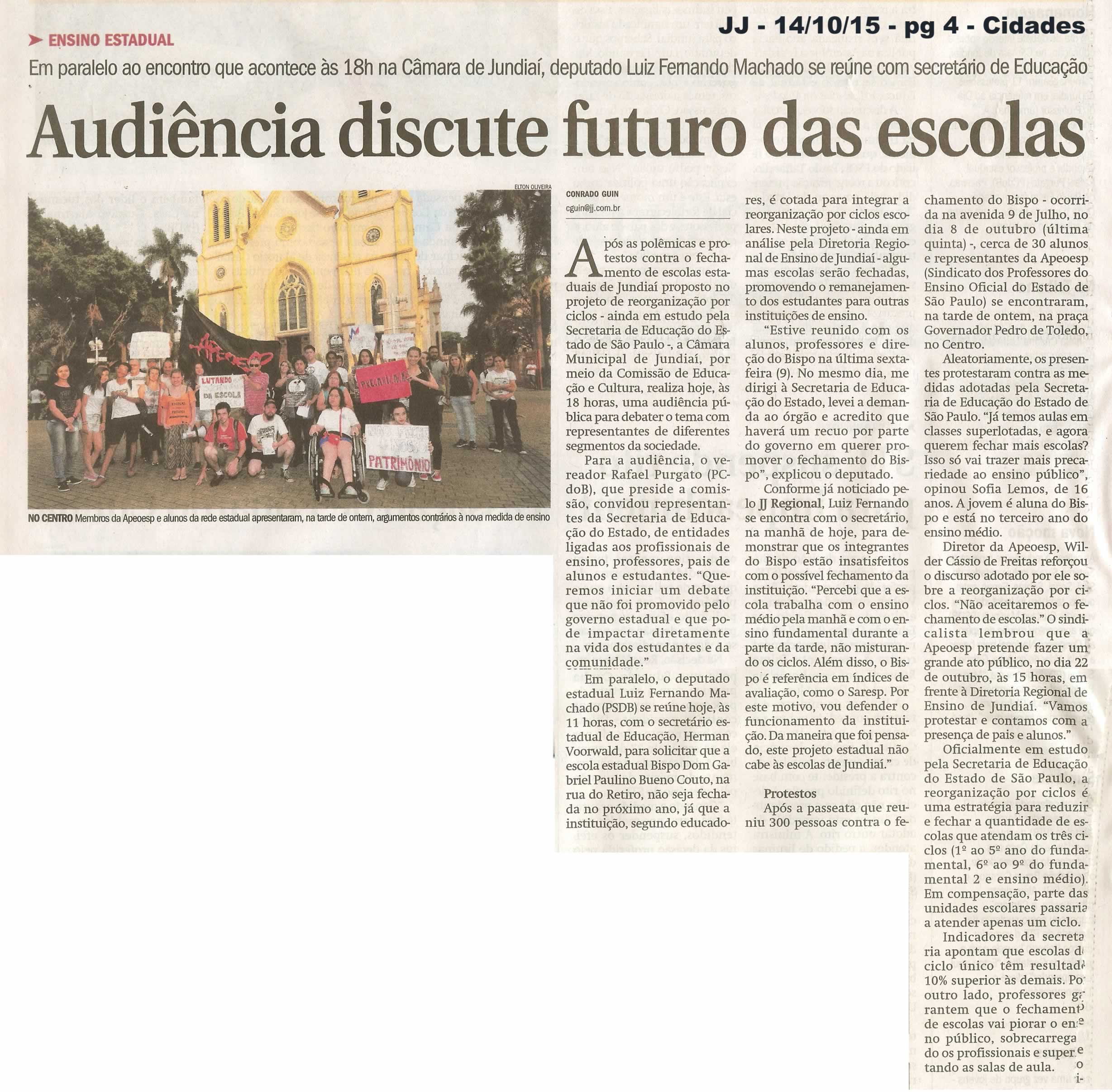  JJ - 14/10/15 - pg 4 - Cidades - Audiência discute futuro das escolas.