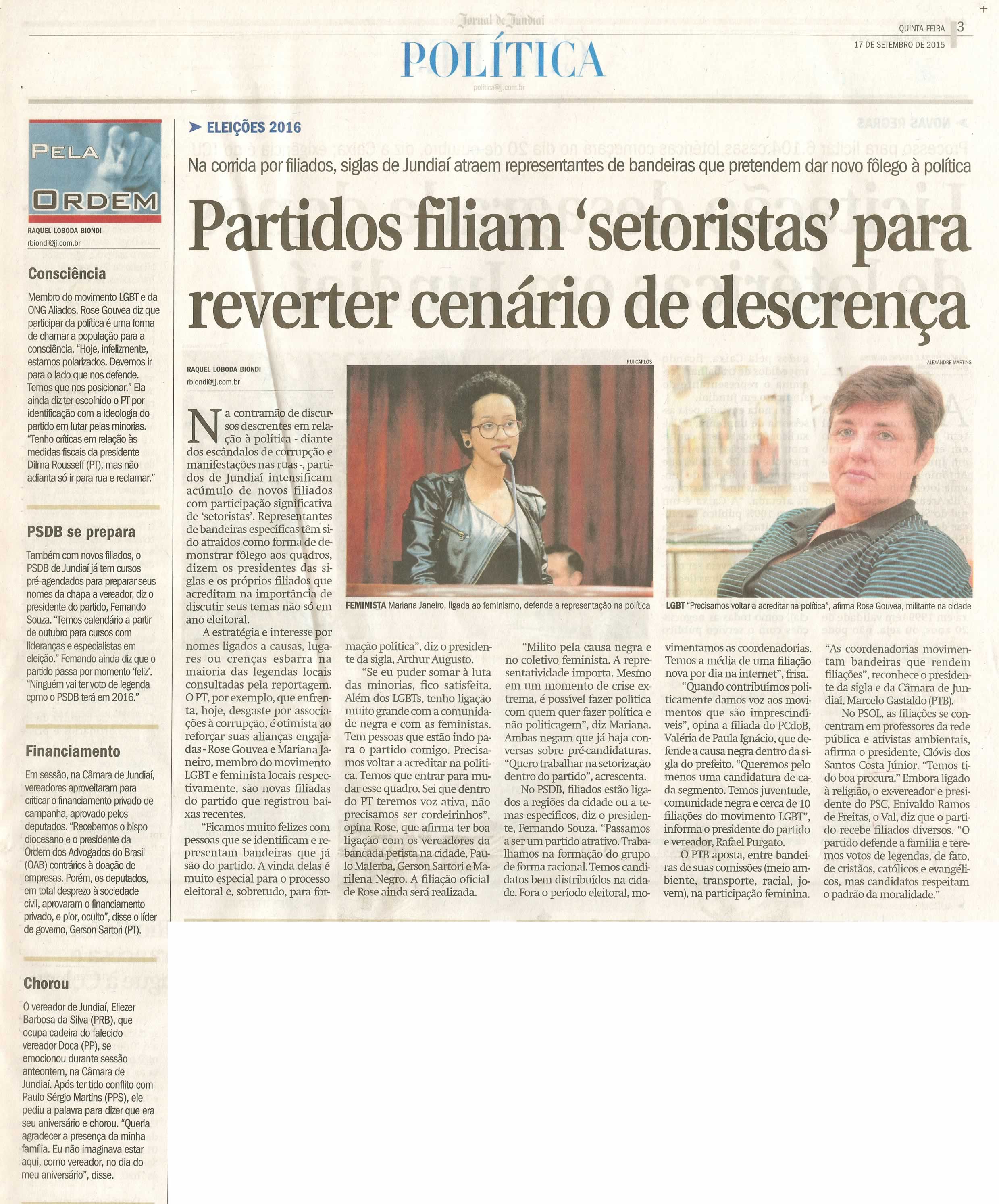  JJ - 17/09/15 - pg 3 - Política - Partidos filiam 'setoristas' para reverter cenário de descrença - Pela Ordem.