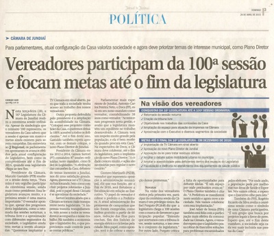 JJ - 26/04/15 - pg 3 - política - vereadores participam da 100ª sessão e focam metas até o fim da legislatura -