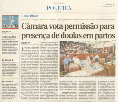  JJ - 31/08/15 - pg 3 - Política - Câmara vota permissão para presença de doulas em partos - Pela Ordem.