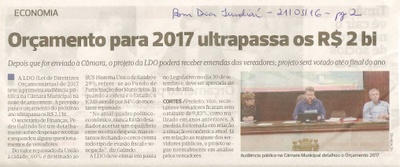 Bom Dia Jundiaí - 21/05/16 - pg 2 - Orçamento para 2017 ultrapassa os R$ 2 bi -