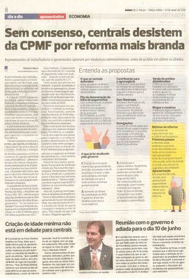 Bom Dia Jundiaí - 31/05/16 - pg 8 - Sem consenso, centrais desistem da CPMF por reforma mais branda -