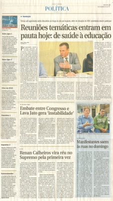 JJ - 02/12/16 - pg 3 - política - Reuniões temáticas entram em pauta hoje: de saúde à educação - Manifestantes saem às ruas no domingo -