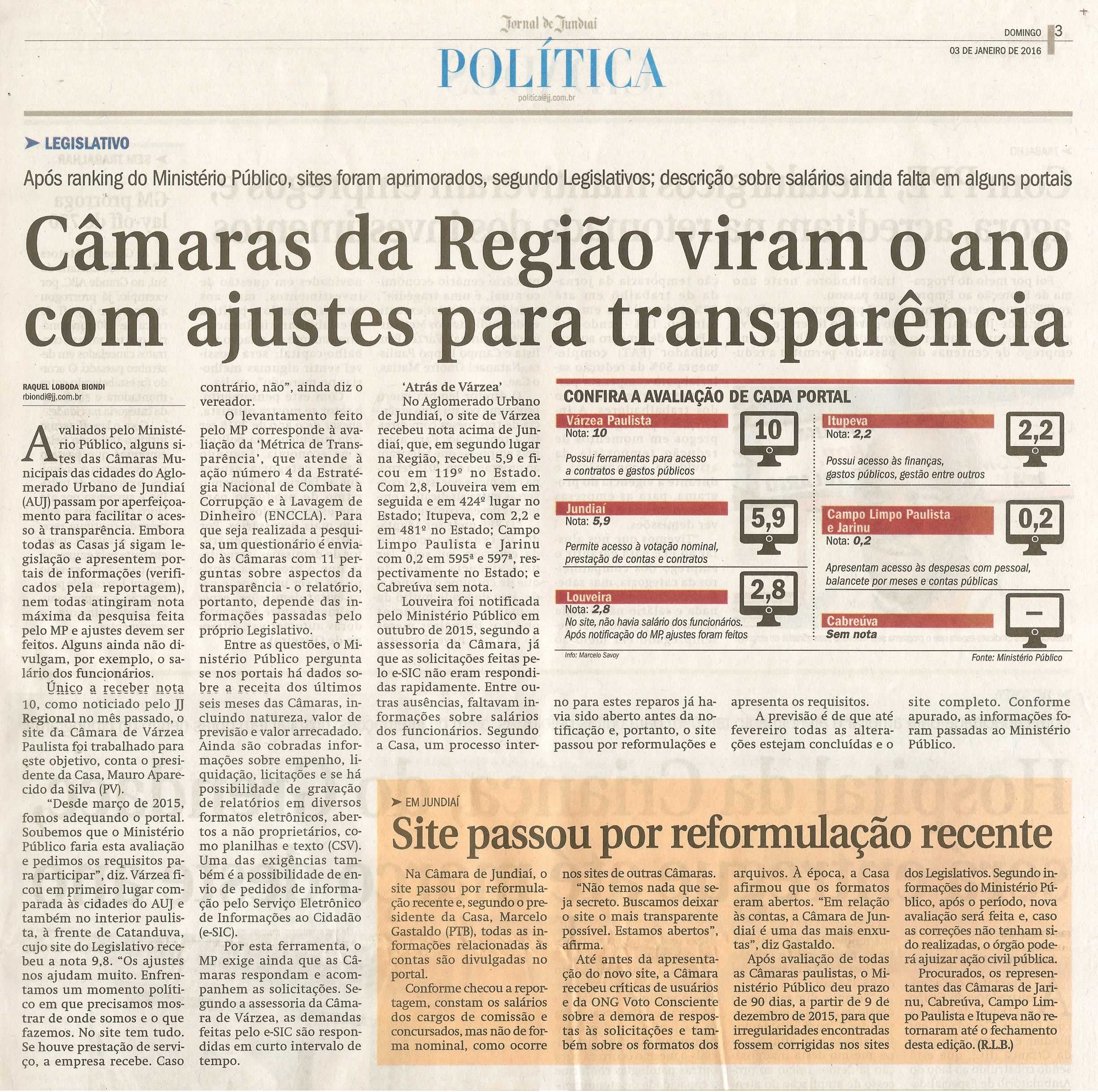 JJ - 03/01/16 - pg 3 - Política - Câmaras da Região viram o ano com ajustes para transparência.