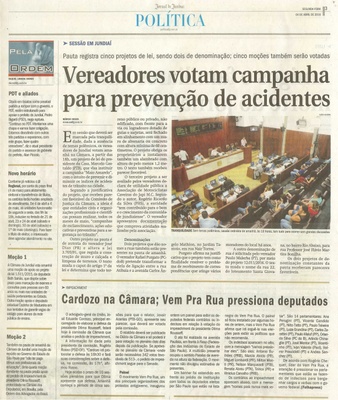 JJ - 04/04/16 - pg 3 - política - Vereadores votam campanha para prevenção de acidentes -