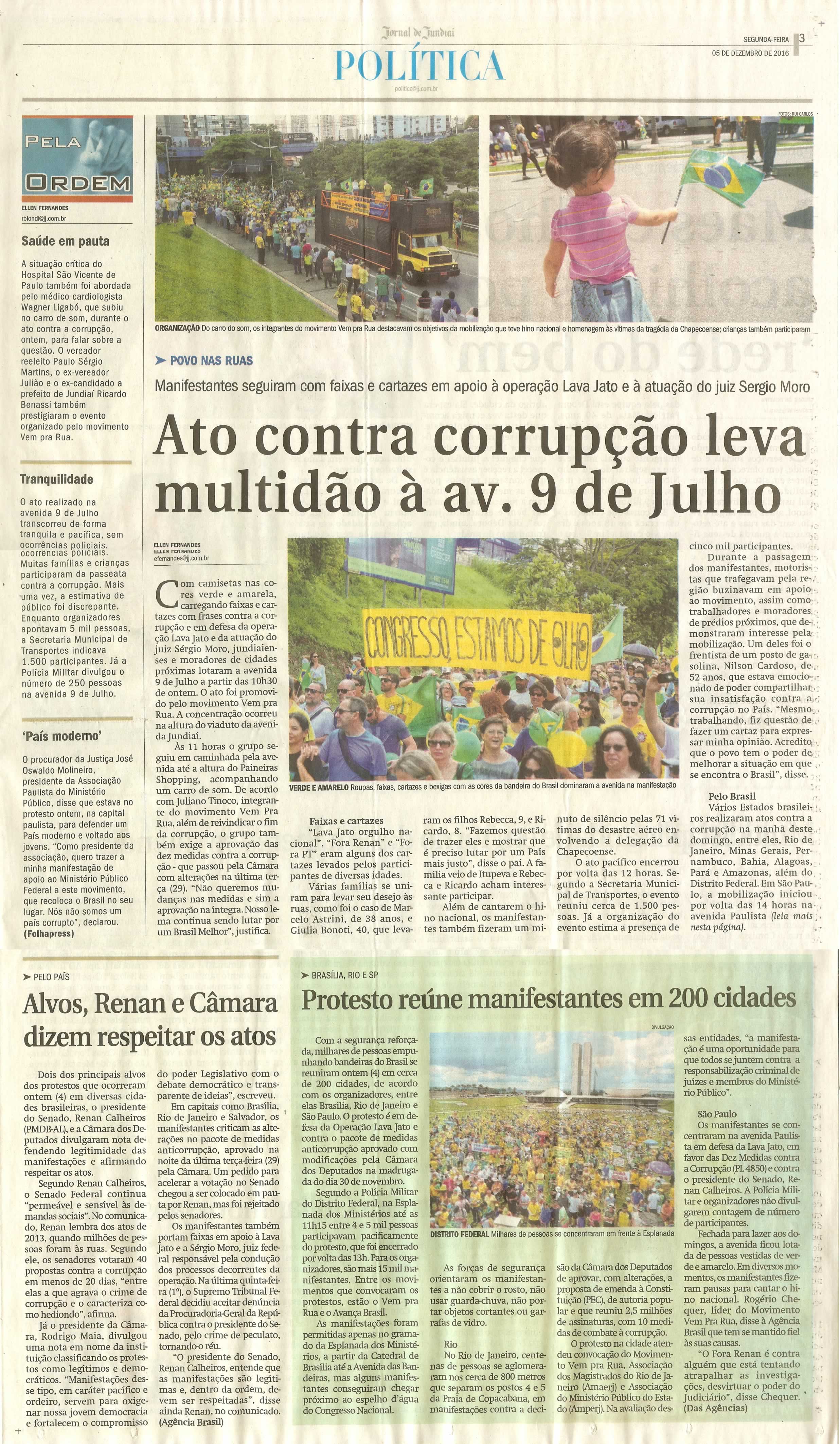 JJ - 05/12/16 - pg 3 - política - Ato contra corrupção leva multidão à av. 9 de Julho - 