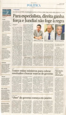 JJ - 07/11/16 - pg 3 - política - Para especialista, direita ganha força e Jundiaí não foge à regra -