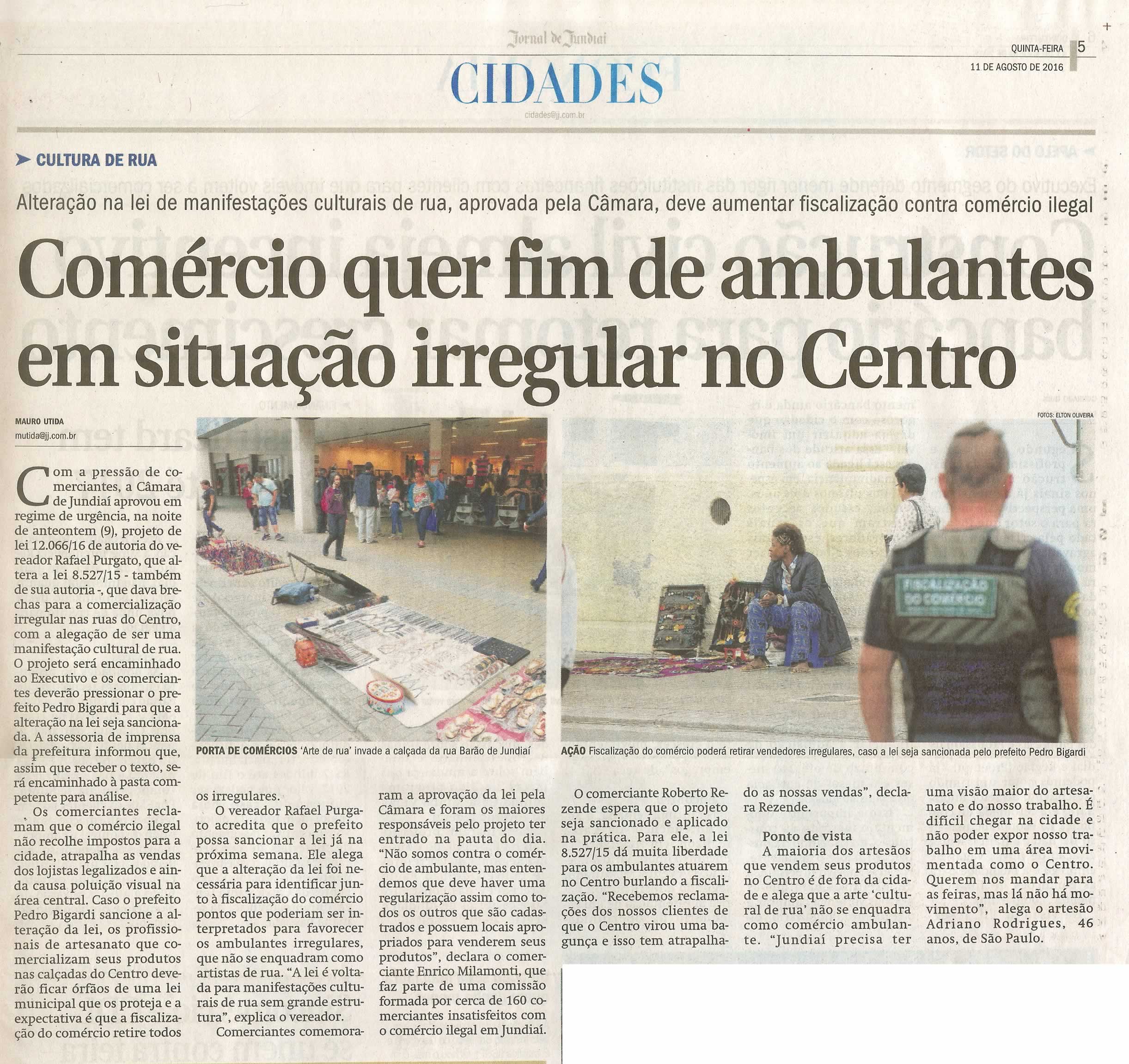 JJ - 11/08/16 - pg 5 - cidades - Comércio quer fim de ambulantes em situação irregular no Centro - 