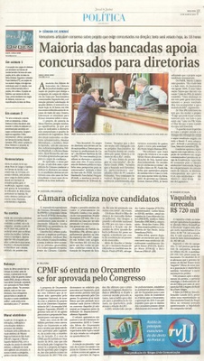 JJ - 12/07/16 - pg 3 - política - Maioria das bancadas apoia concursados para diretorias -