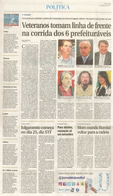 JJ - 12/08/16 - pg 3 - política - Veteranos tomam linha de frente na corrida dos 6 prefeituráveis -