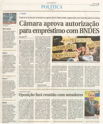 JJ - 20/04/16 - pg 3 - política - Câmara aprova autorização para empréstimo com BNDES - 
