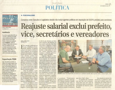 JJ - 21/05/16 - pg 3 - política - Reajuste salarial exclui prefeito, vice, secretários e vereadores -