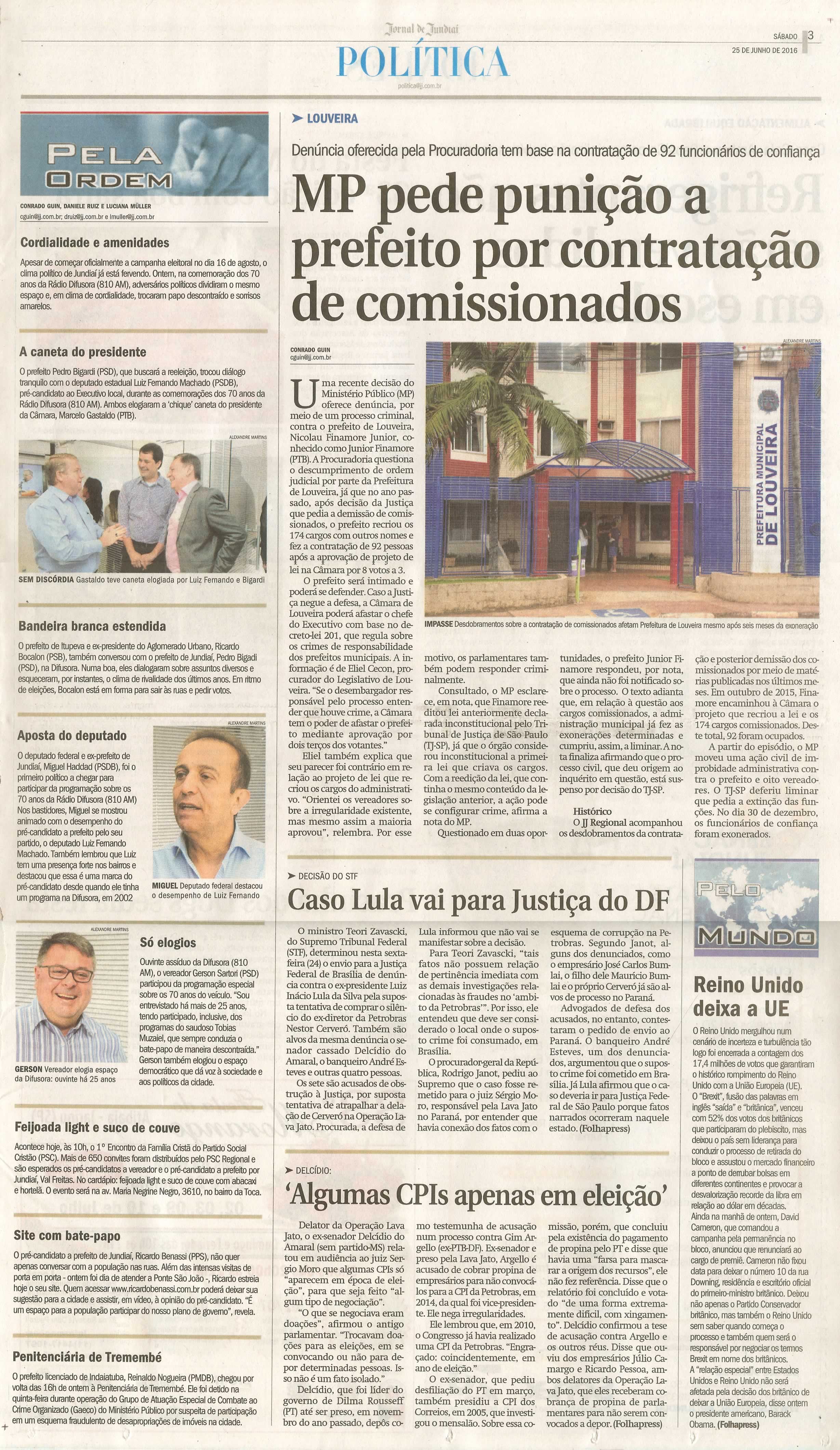 JJ - 25/06/16 - pg 3 - política - MP pede punição a prefeito por contratação de comissionados -