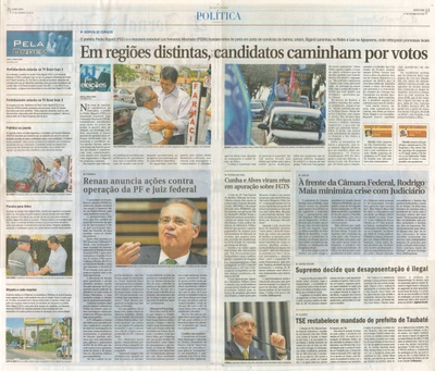 JJ - 27/10/16 - pgs 2 e 3 - política - Em regiões distintas, candidatos caminham por votos -