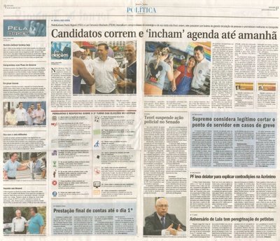 JJ - 28/10/16 - pgs 2 e 3 - política - Candidatos correm e 'incham' agenda até amanhã -