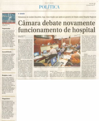 JJ - 31/05/16 - pg 3 - política - Câmara debate novamente funcionamento de hospital -