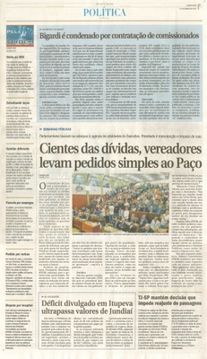 JJ - 11/01/17 - pg 3 - política - Bigardi é condenado por contratação de comissionados - Cientes das dívidas, vereadores levam pedidos simples ao Paço -