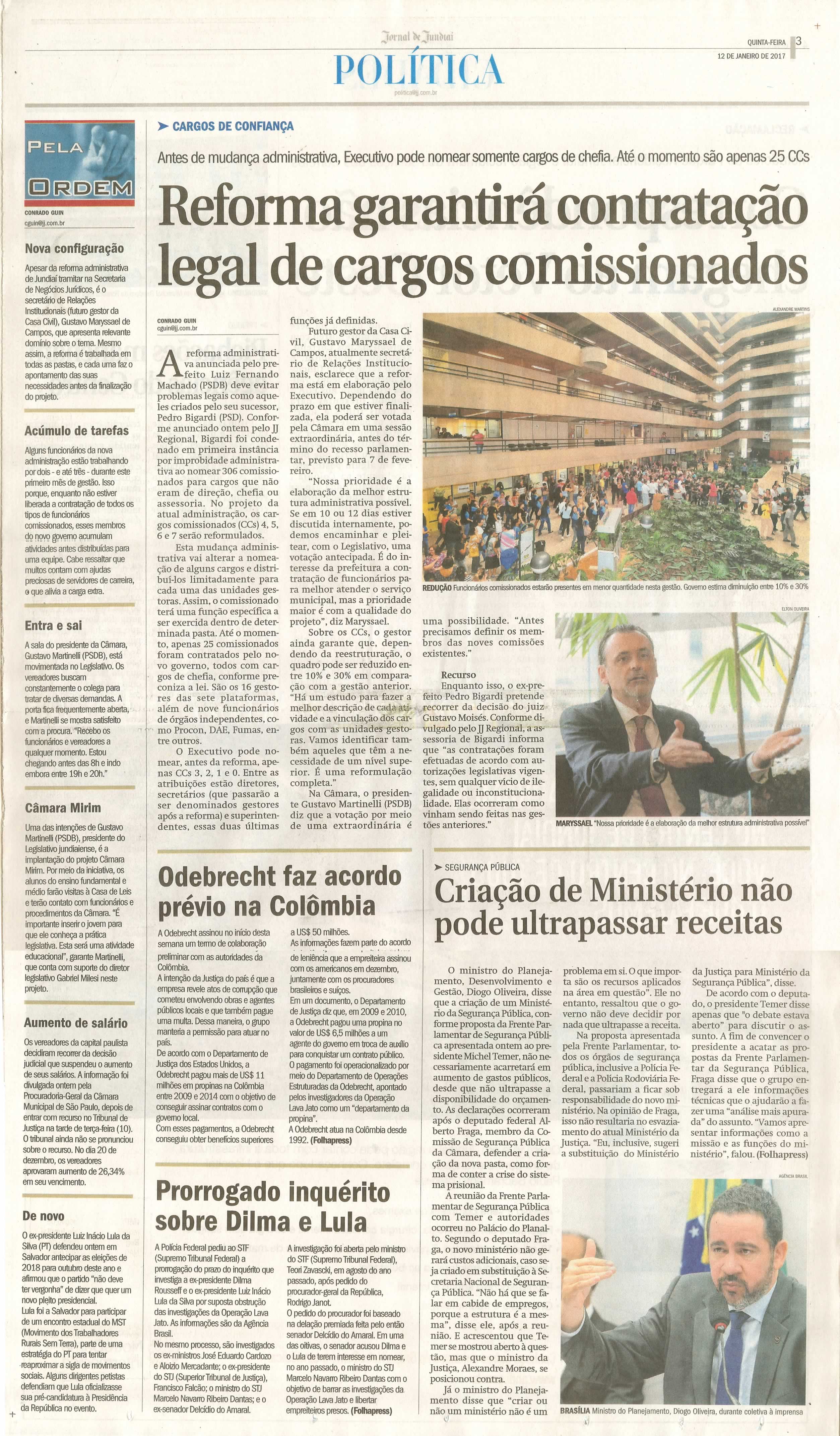 JJ - 12/01/17 - pg 3 - política - Reforma garantirá contratação legal de cargos comissionados -
