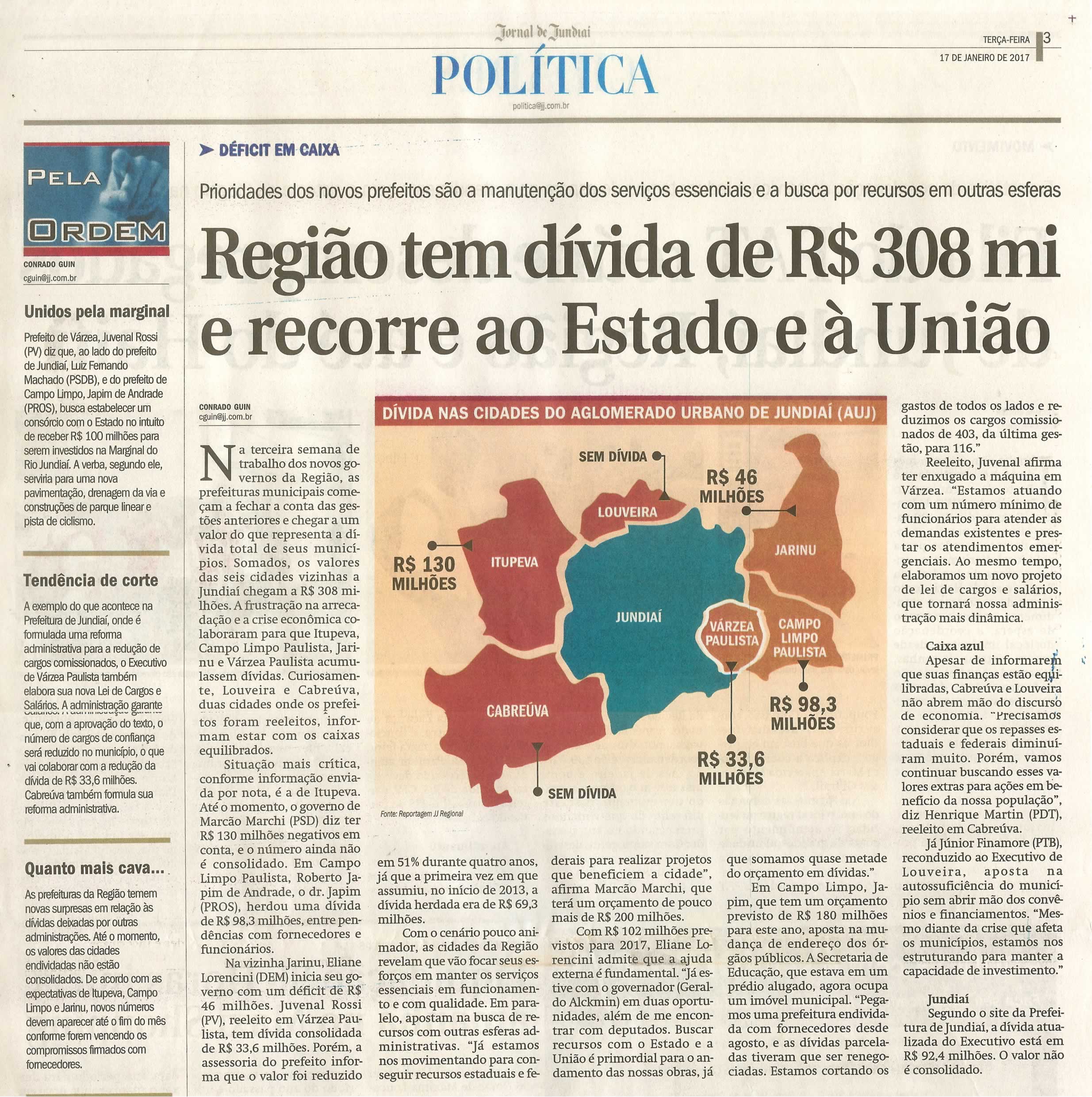 JJ - 17/01/17 - pg 3 - política - Região tem dívida de R$ 308 mi e recorre ao Estado e à União -