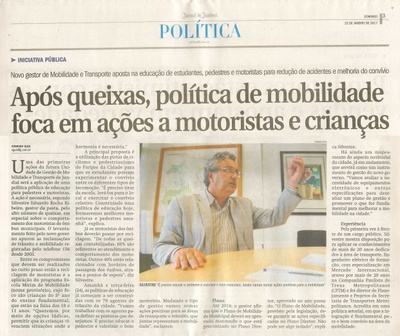 JJ - 22/01/17 - pg 3 - política - Após queixas, política de mobilidade foca em ações a motoristas e crianças