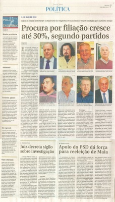 JJ - 24/01/17 - pg 3 - política - Procura por filiação cresce até 30%, segundo partidos -