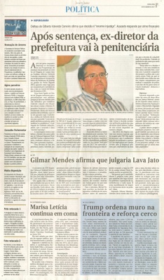 JJ - 26/01/17 - pg 3 - política - Após sentença, ex-diretor da prefeitura vai à penitenciária -