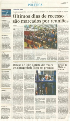 JJ - 31/01/17 - pg 3 - política - Últimos dias de recesso são marcados por reuniões -