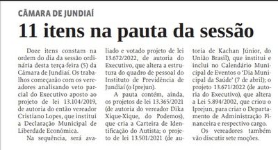 11 itens na pauta da sessão